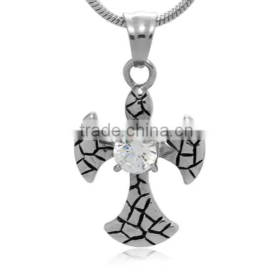 Wholesale Jesus Image Cross Pendant Stainless Steel Silver Plated Father Bless Us Crucifix Religious Retro Amulet for Christian