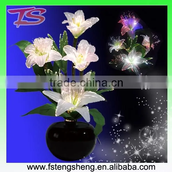LED fiber optic color change lily flower lamp