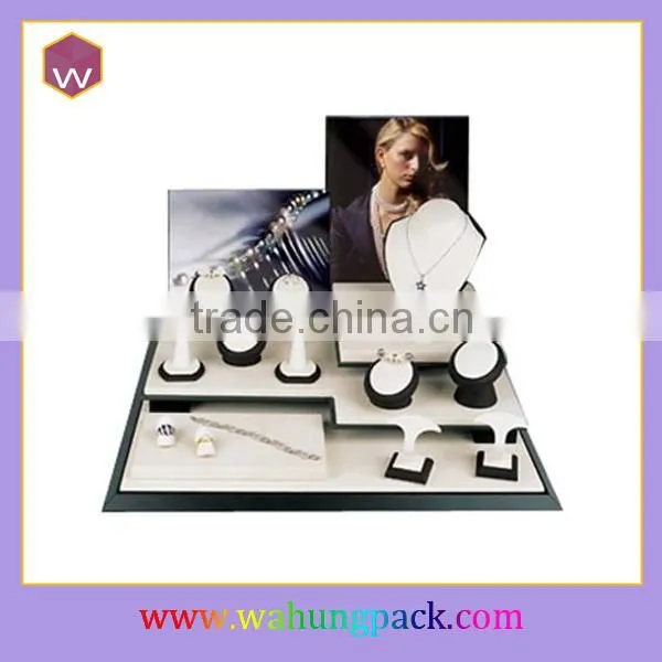 Lined up Ring earring necklace counter displays