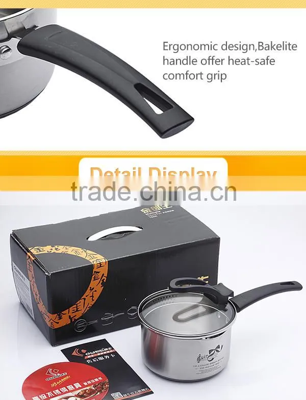 Classic Multi Nonstick Milk Pot Cookware, Hot Sale Clear Glass Stainless Steel Sauce Pan