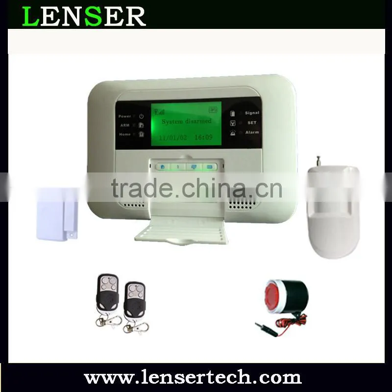 2013 433Mhz Big LCD Display GSM PSTN Dual network Wireless Sensor Intelligent Burglar Security GSM Alarm System in Shenzhen