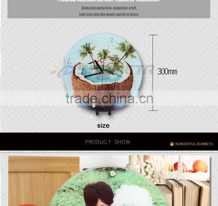 Sunmeta sublimation glass photo frame with clock