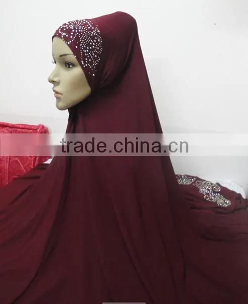 H302 new style big size hijab with stones,no stiff on front,pray hijab