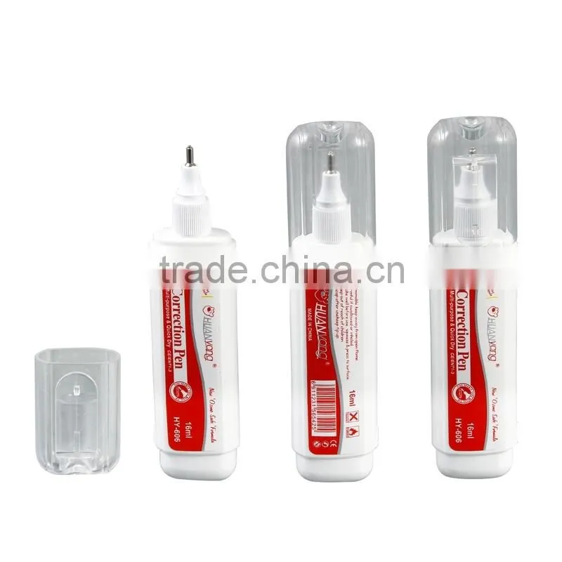 Multipurpose wite-out Metal tip correction pen(HY-606) correction fluid 16ml liquid paper corrector supplier in YIWU