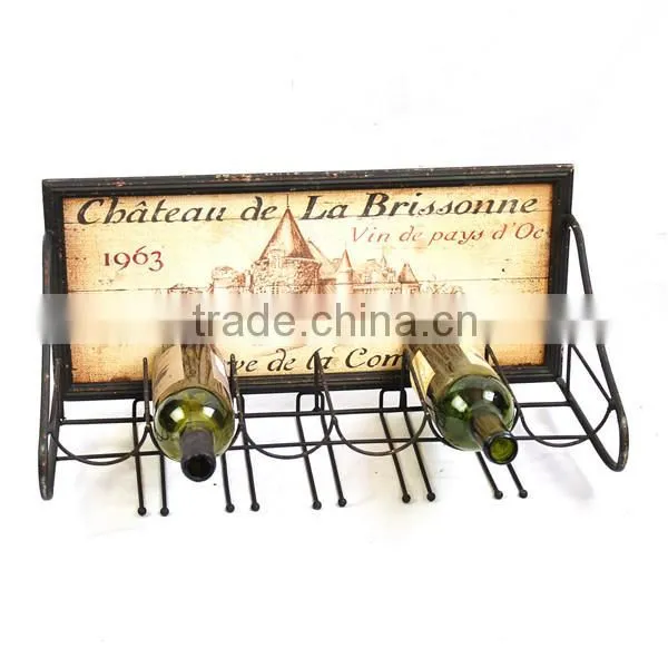 13A468NV Decorative metal wall plaque with wine holder