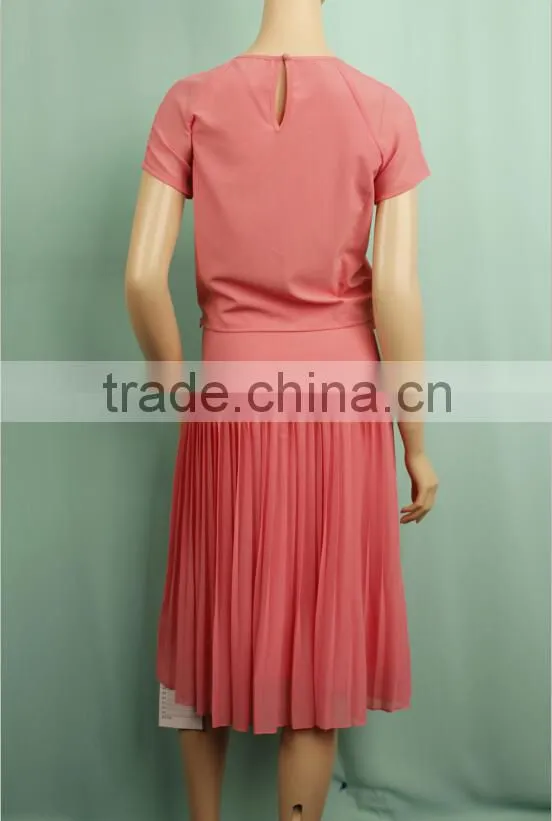 2016 Casual wear ladies designer pink skirt suits