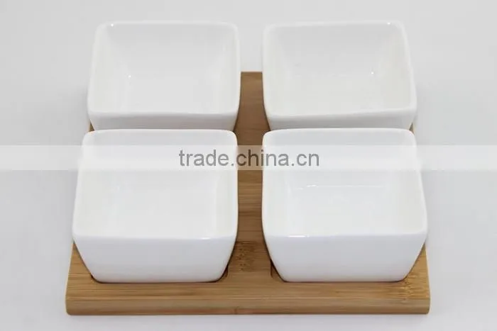 2015 customized logo design daily used square ceramic dish set