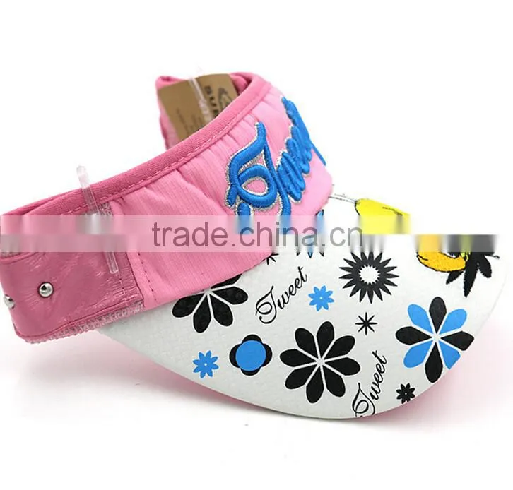 Colorful bright printing and embroidery design sun visor for kids