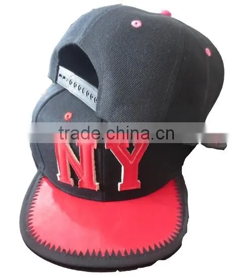 flat pvc brim embroidery snapback cap