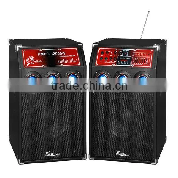 12 inch active stage speakers made in china with usb / sd / fm / wireless Microphone