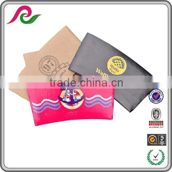 Corrugated folding coffee sleeve with printing custom paper coffee cup sleeve