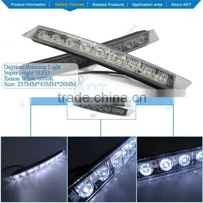 2x Car Light 9LED DRL Fog Driving Daylight Daytime Running LED White Head Lamp W