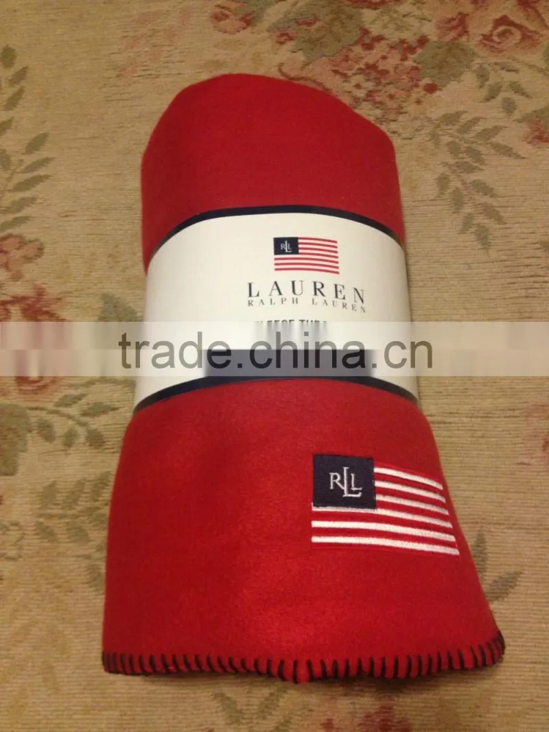 Roll up packaging promotional gifts blanket with embroidery