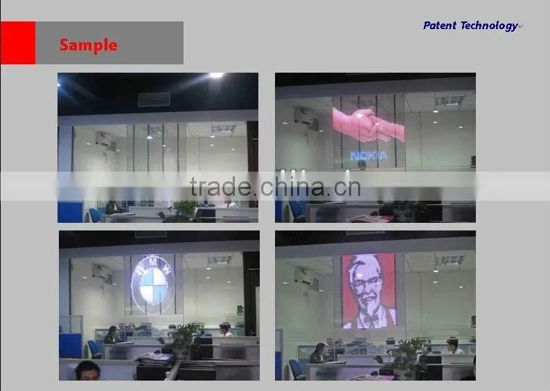 hot new products ali P10/P16/P20 transparent magic Video led glass display/screen