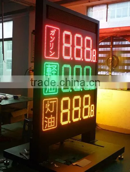 green outdoor led gas price station display