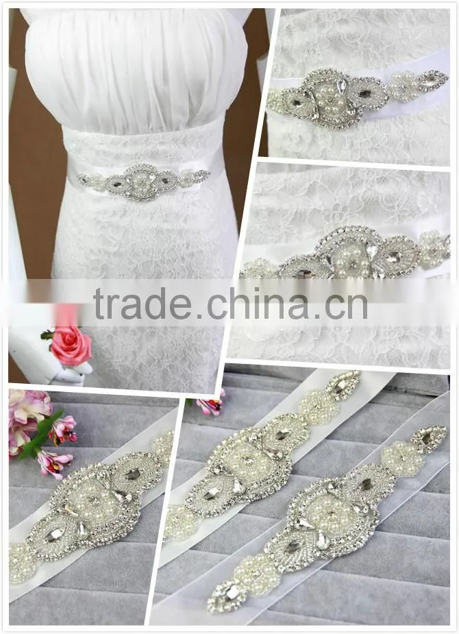 Ladies Wedding Dresses Belts Crystal Rhinestone Pearl Bridal Sash WA015