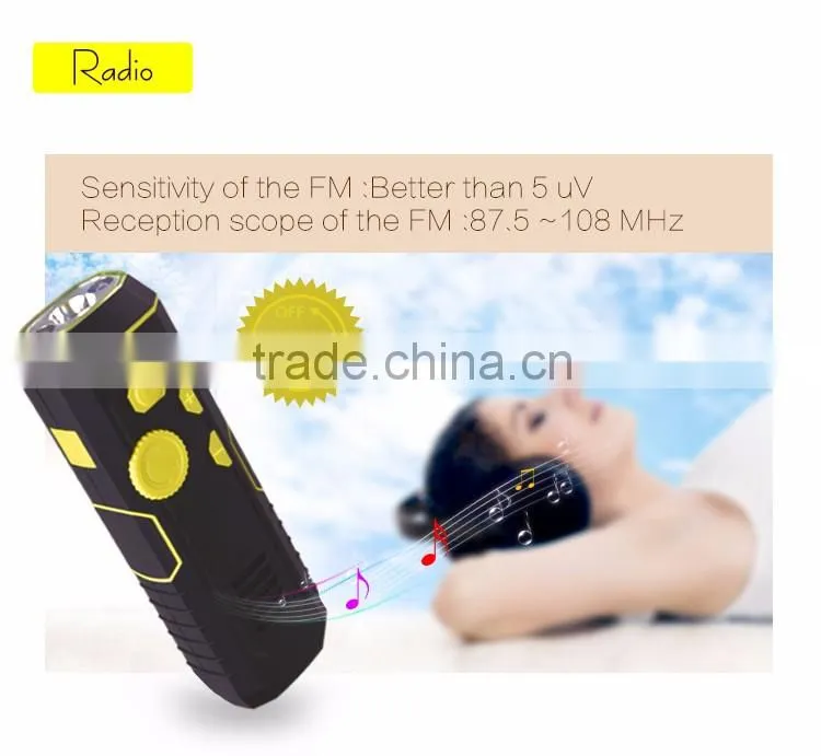 2016 New Arrival Easy operation Rechargeable Radio Hand Crank AM/FM Radio With Emergency LED Flashlight Torch for Outdoor