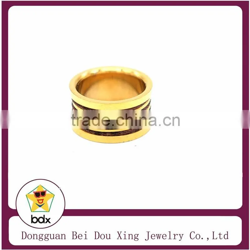 Bright 18K gold plated stainless steel 316 fashion reel style man women Ring