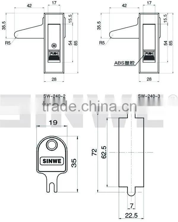 zinc-alloy electrical panel lock for Network cabinet