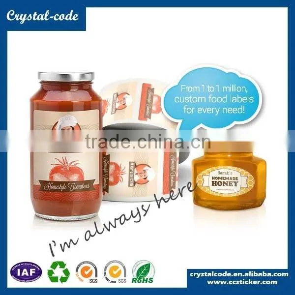 Accept order self adhesive cold food packing label,private food packing label