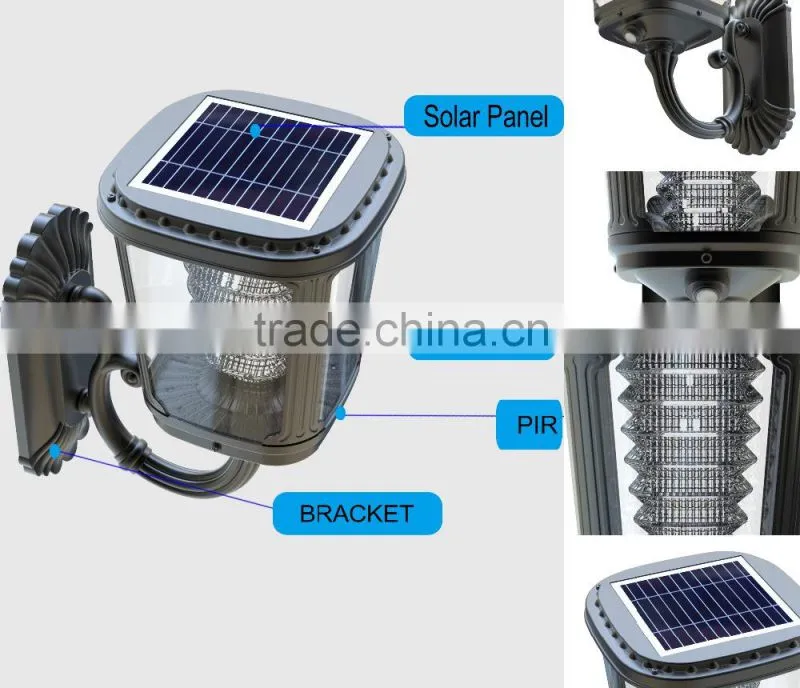 CE Approved Wall Mounted Motion Sensor led Outdoor Solar Lamp led Panel Solar Gate Light