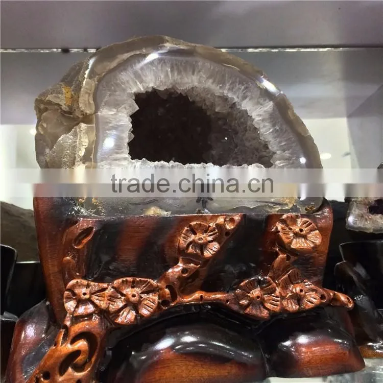 Natural Agate Crescent Geode Cornucopia Crystals Ornaments