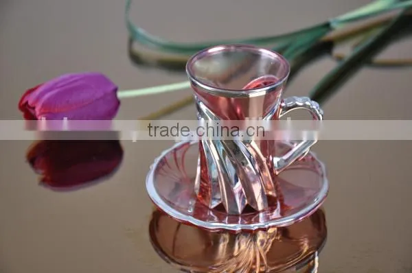 Copper plated glass cup and saucer