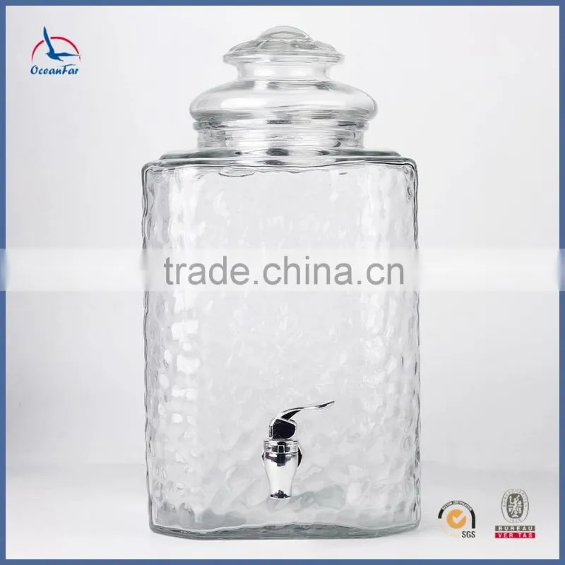 New Style Glass Wine Juice Dispenser Square Glass Beverage Dispenser With Tap