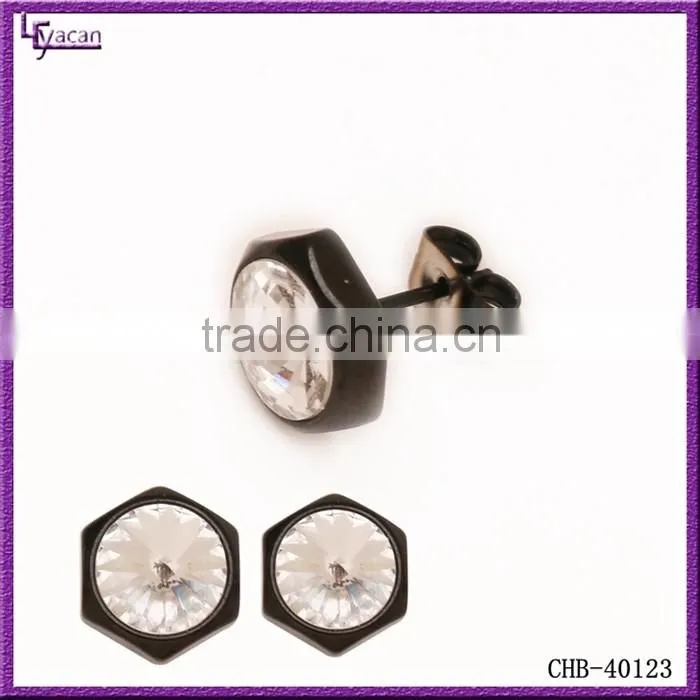 Made In China Stainless Steel Rhinestone Paved Cartilage Stud Earrings