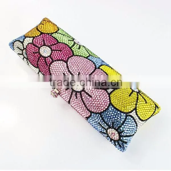 beautiful multi flower shape rhinstone women bag evening clutch bag party bag (B1008-BC2))
