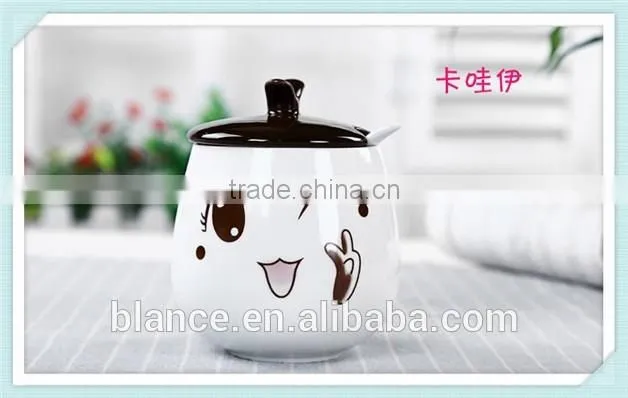 emoji ceramic spice jars in new decorative design kitchen ware