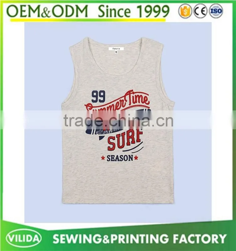 Factory price fashion boys sleeveless t shirt childrens boys printing vest