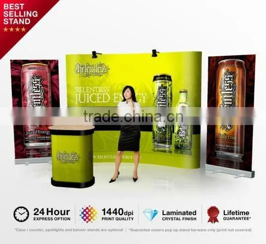 easy assembled folding spring pop up banner stand, trade show pop up backdrop wall