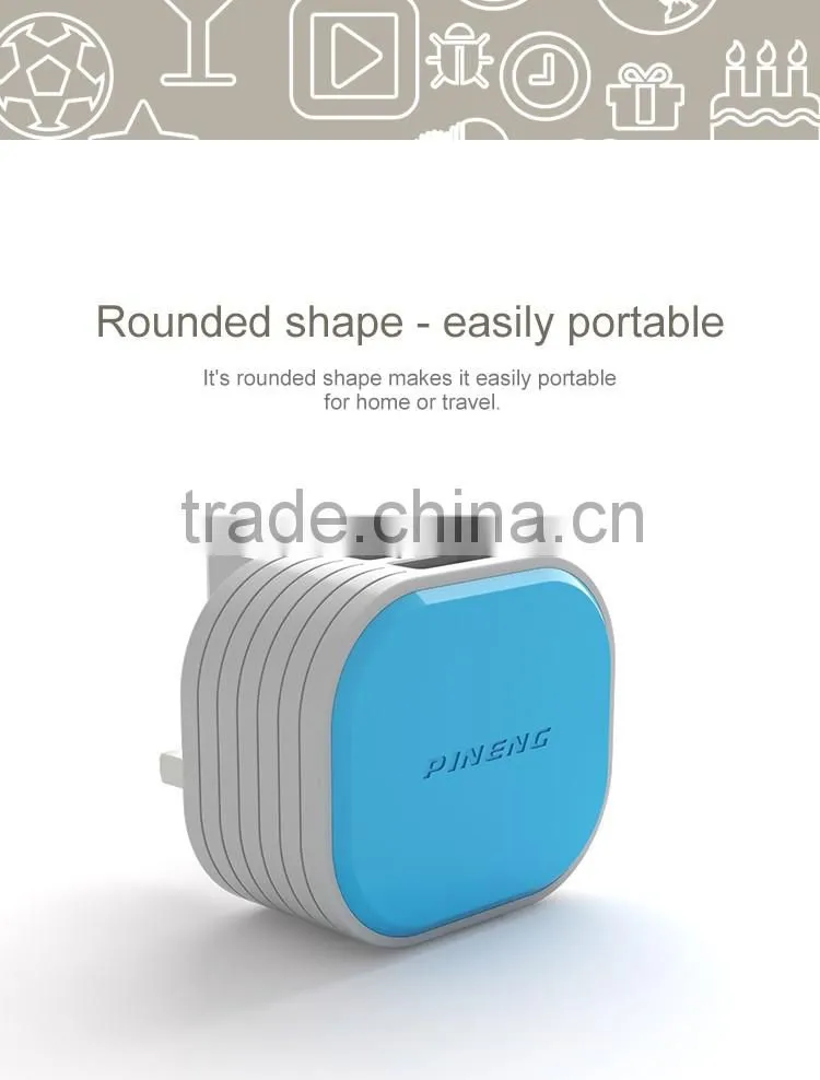 UK Wall Plug Charger With Dual Output, Quick Charger 2.4A With CE