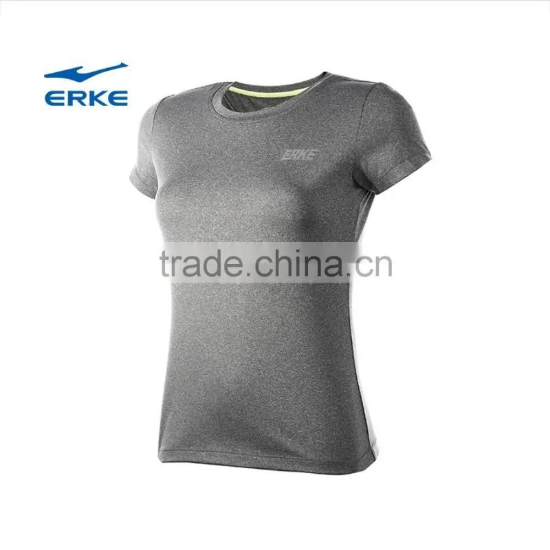 ERKE wholesale brand round neck blank quick dry short sleeve womens polyester t shirt
