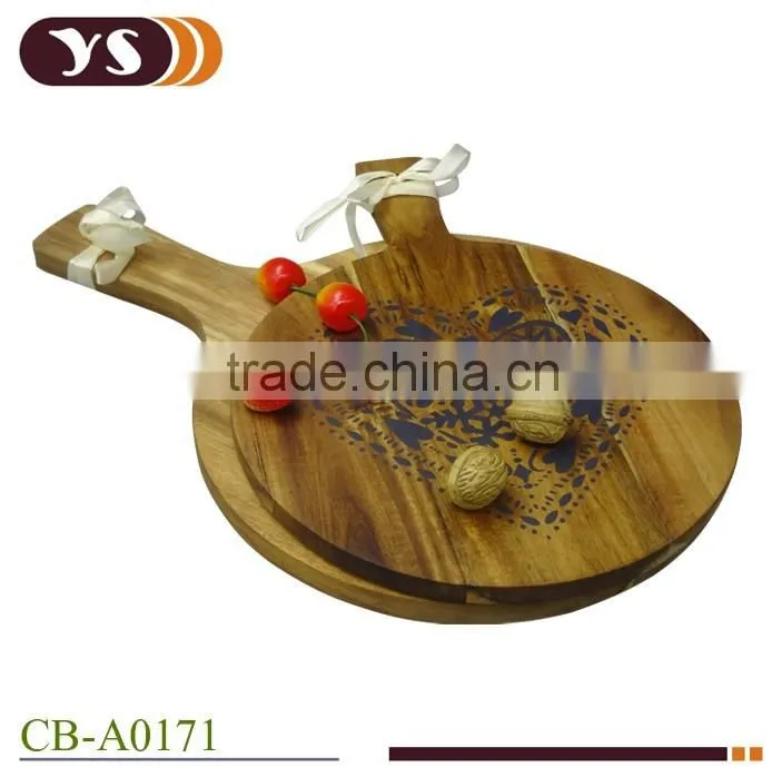 Factory kitchen round wood cutting board with handle