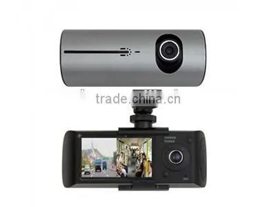 2.7 "TFT 140 degree wide angle X3000 720p G-sensor GPS Dual camera CE ROHS FCC car camera with sim card