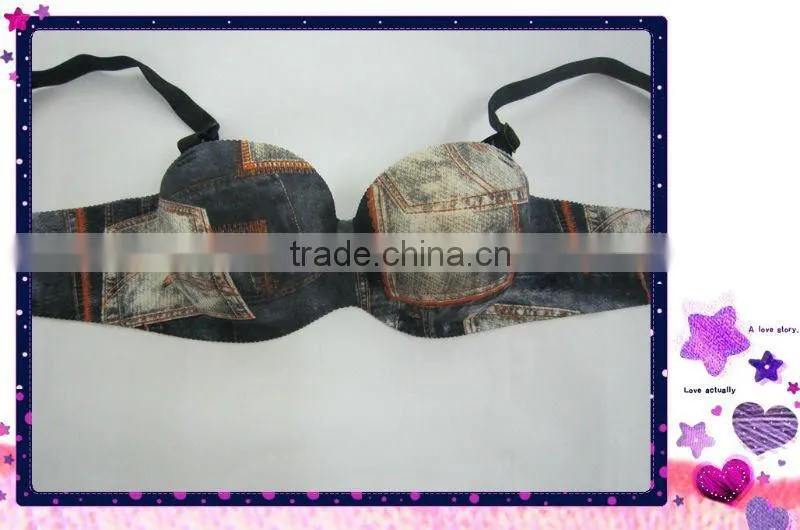 jean print one piece girls underwear bra