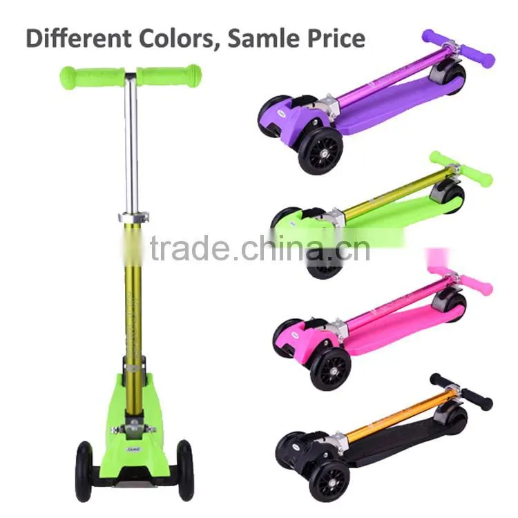 Colorful kids kick 4 wheel foldable scooter electroplated tube new scooter