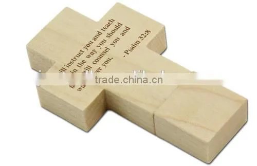 Custom usb flash drive wooden mini cross usb stick drive