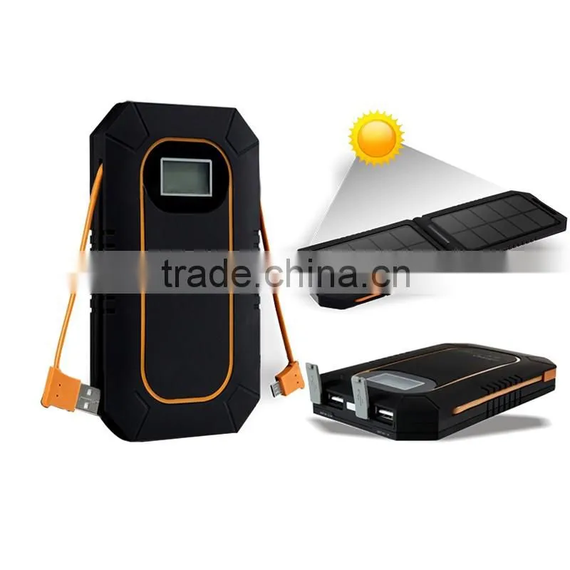 outdoor camping foldable mobile solar power bank 5000 with super Led torch and kick stand