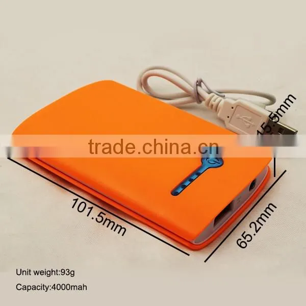 2016 new design ultra slim 5V 1A promotional 4000mah mobile solar power bank