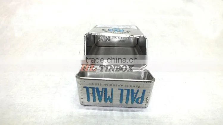 Cigarette Metal Tin Can Tin Box with Hinged Lid