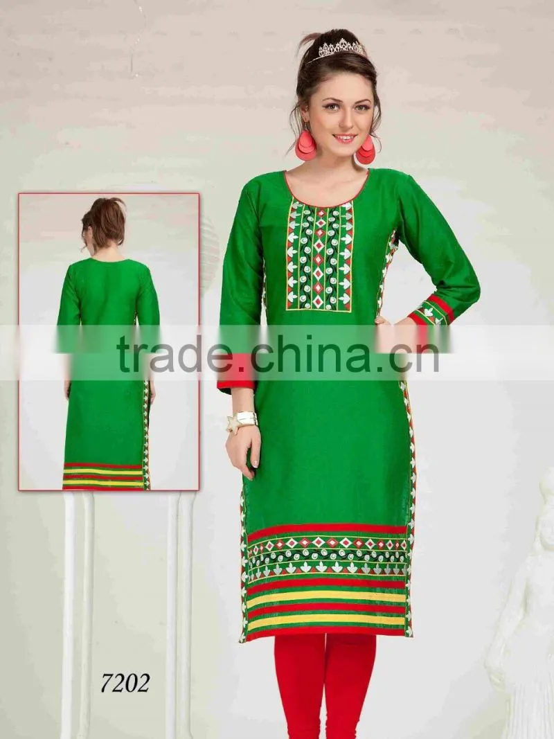 Designer Silk Embroidered KURTI-TUNIC-TOP-KURTA