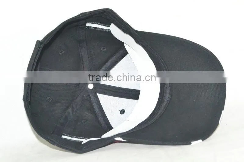 Professional custom 6 panel / / embroidered logo / 100% cotton/black baseball cap