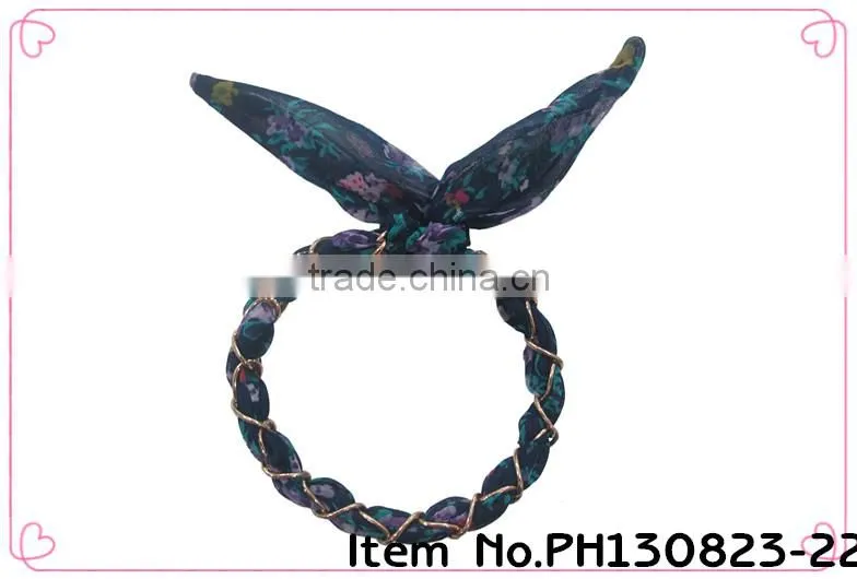 2014 hot sale decorative rabbit ear hair scrunchies for girls