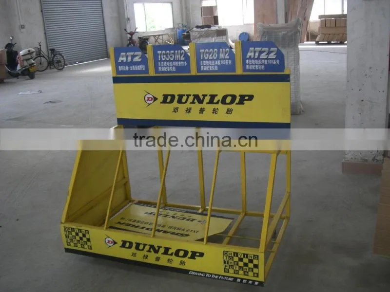 newly design metal retail tire display stand/ flooring tire rack display/ powder coating tire display stand