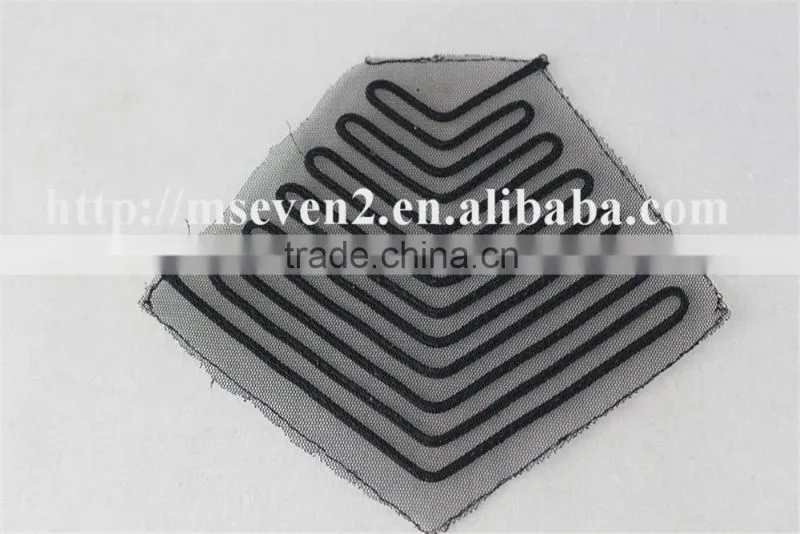 hot lace embroidery patch trim in black color shoulder patches for clothing
