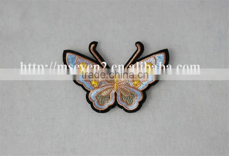 hot design colorful small butterfly valve appliques knitting patch accessories embroidery