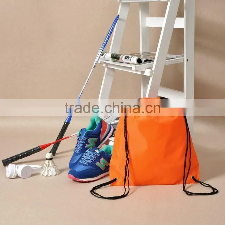 Logo printable 210T Nylon sports shoes bag riding Backpack waterproof drawstring backpack